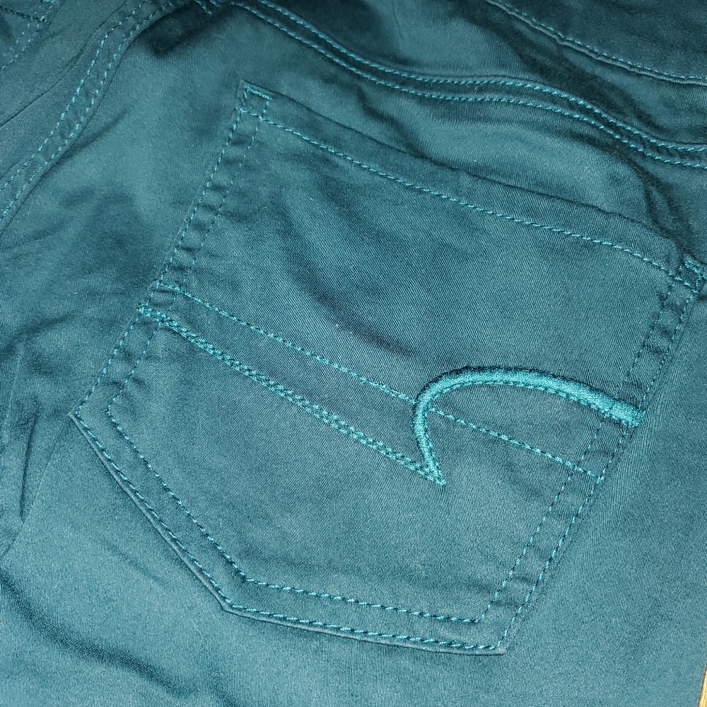 NWT Women's American Eagle Tuxedo Pants - Peacock Blue with Black Leg Stripe - Picture 6 of 7